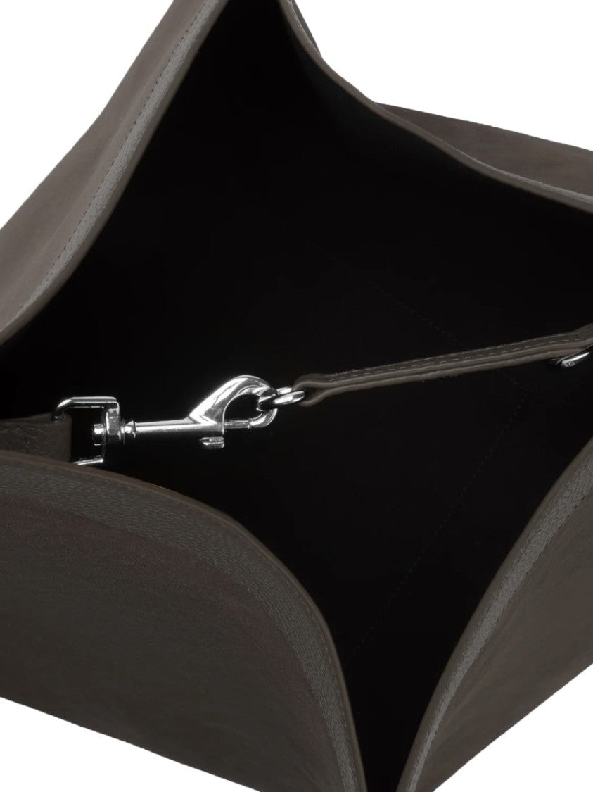 Yuzefi Geometric Black Leather Tote Bag With Unique Silhouette