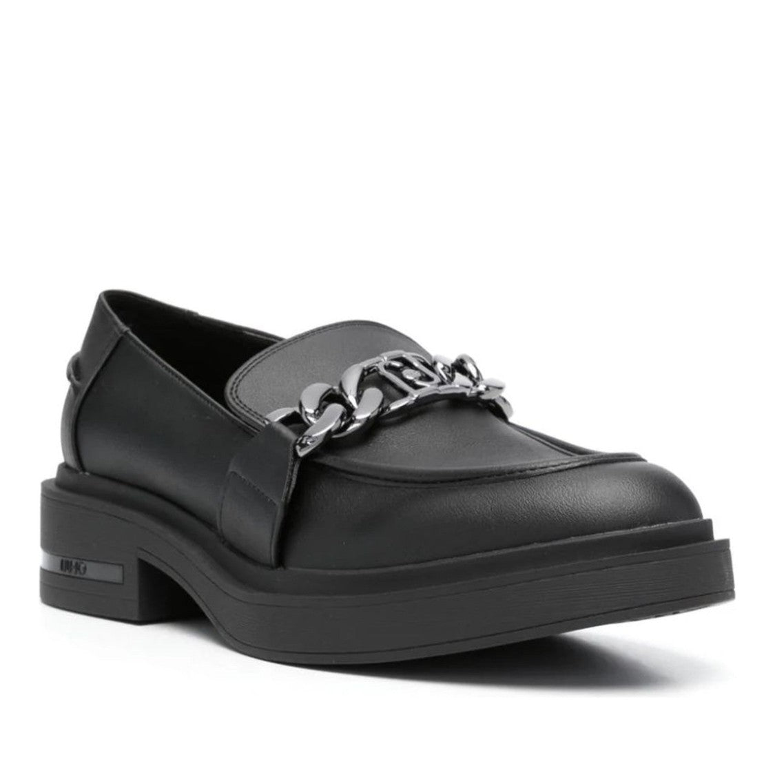 Liu Jo Black Gabrielle 23 Polyurethane Silver Chain Loafers