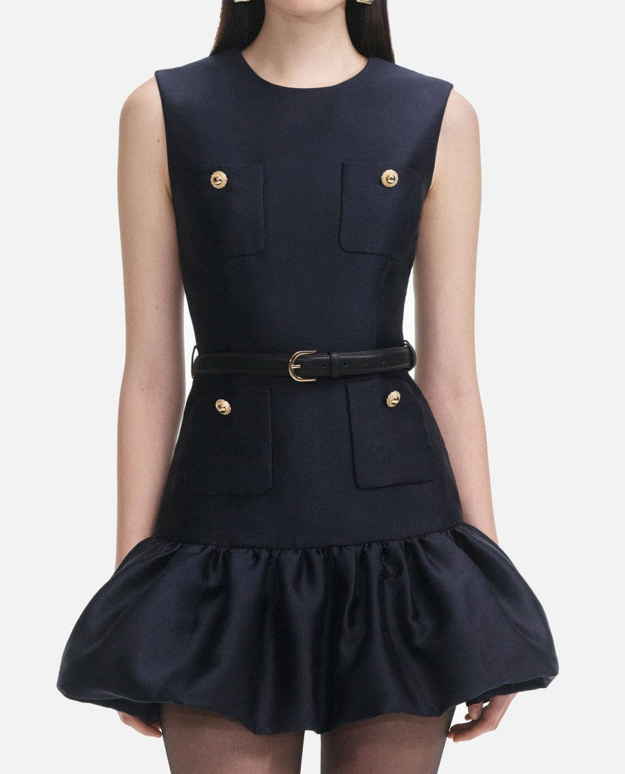 Self-Portrait Navy Taffeta Mini Dress