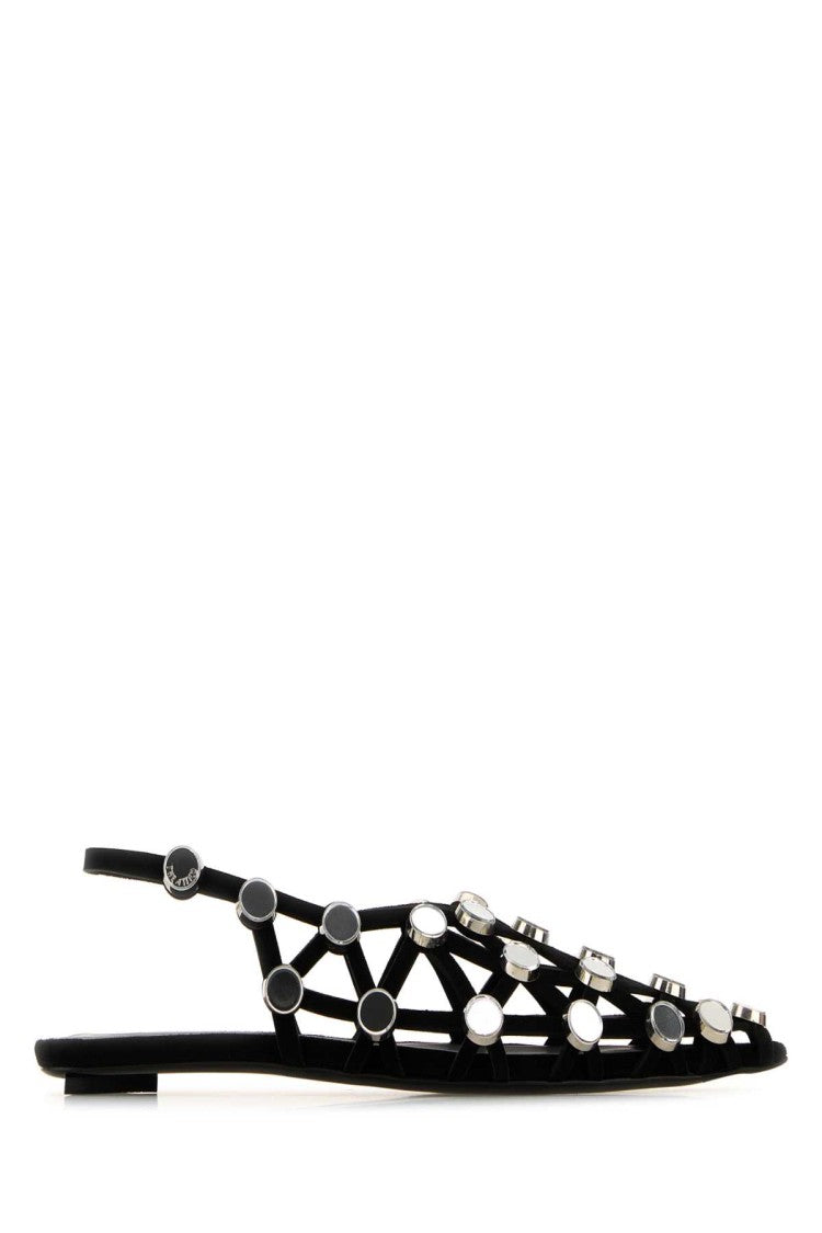 The Attico Black Suede Grid Ballerinas