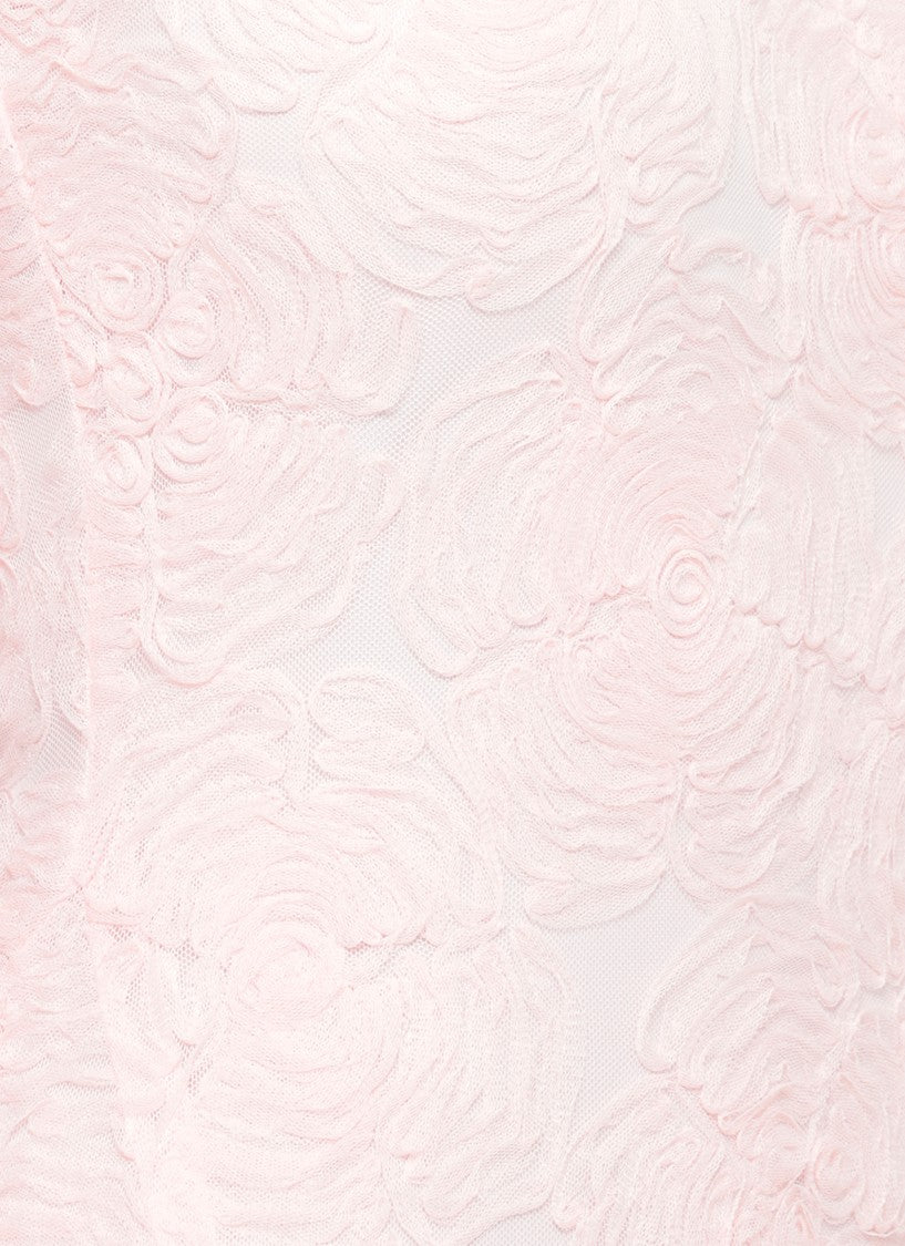 Rotate Floral Tulle Maxi Dress With Round Neckline And Rear Zip