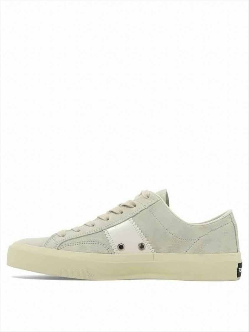 Tom Ford Minimalist Low-Top Suede Sneakers With Leather Accents