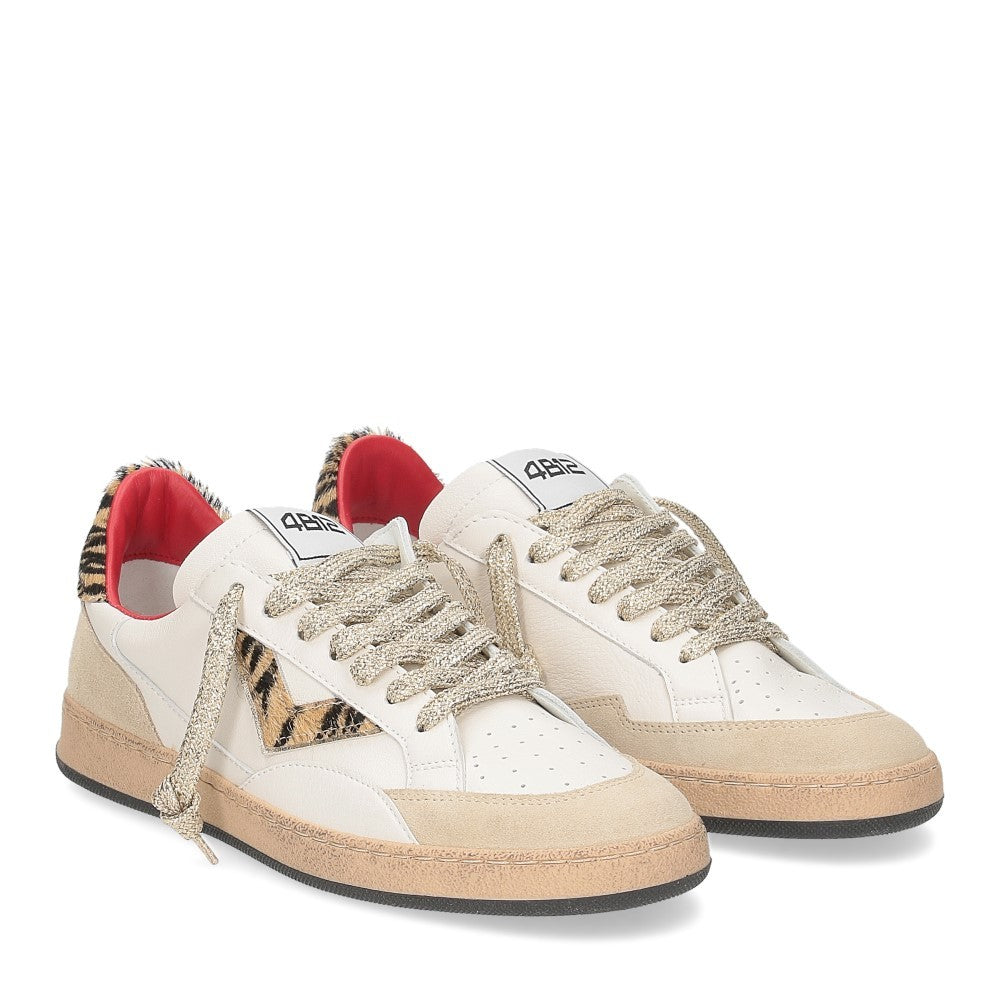 4B12 Low-Top Sneakers Zebra Print Accent