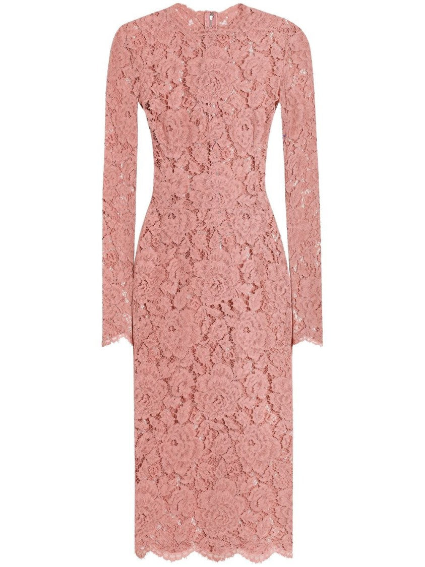Dolce & Gabbana Branded Floral Cardonetto Lace Sheath Dress