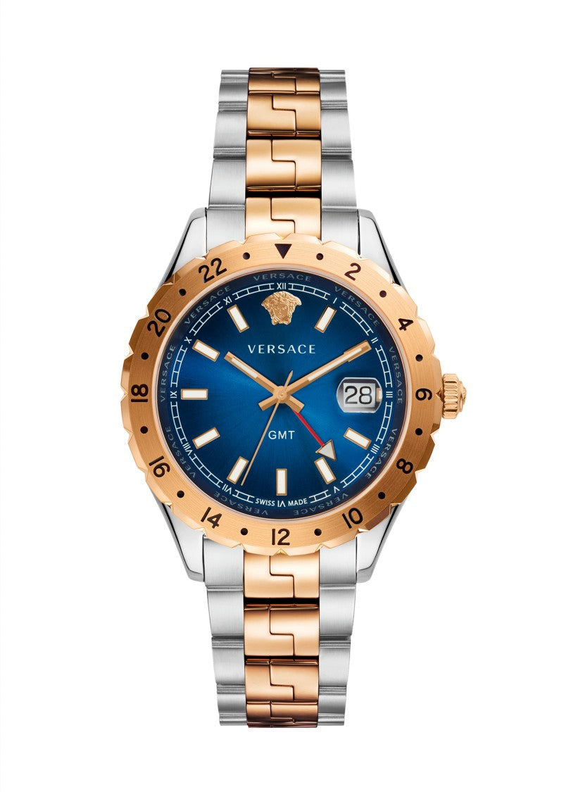 Versace Greca Logo 38Mm Women's Analog Watch With Blue Leather Strap