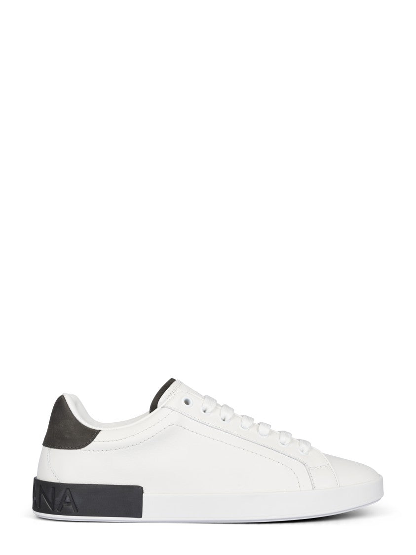 Dolce & Gabbana White Bassa Vitello Nappato Nabu Nappa Leather Sneakers
