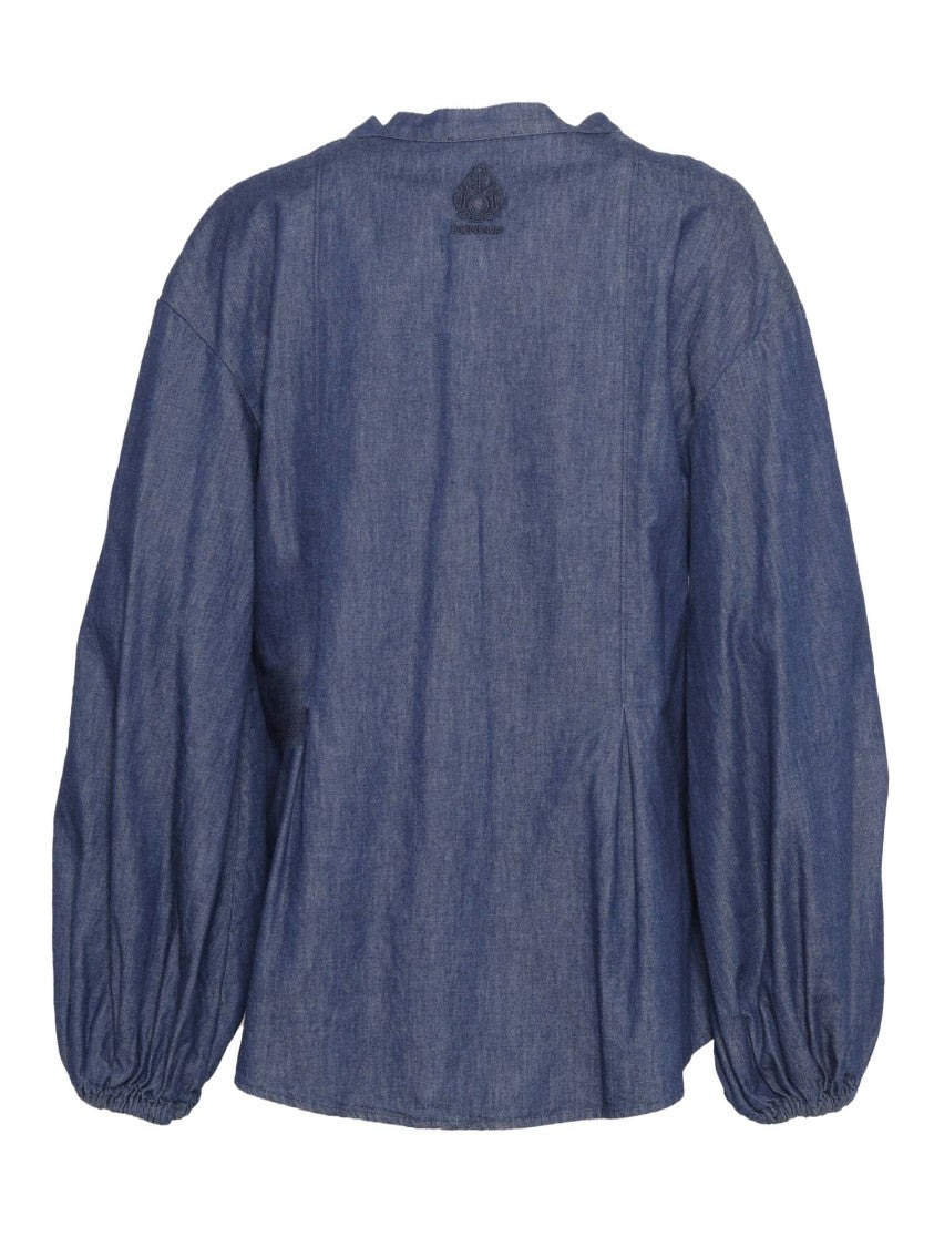 Dondup Relaxed Fit Denim Top With Deep V-Neckline