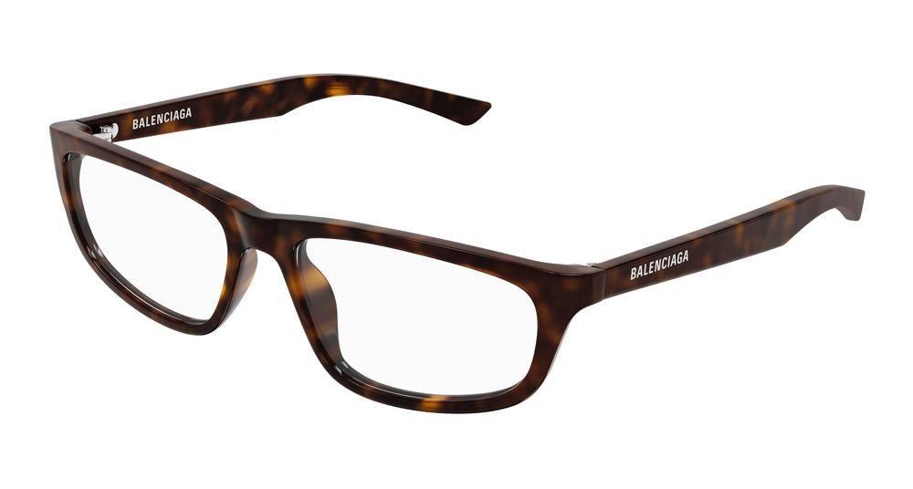Balenciaga Havana Polished Finish Rectangular Tortoiseshell Eyeglasses