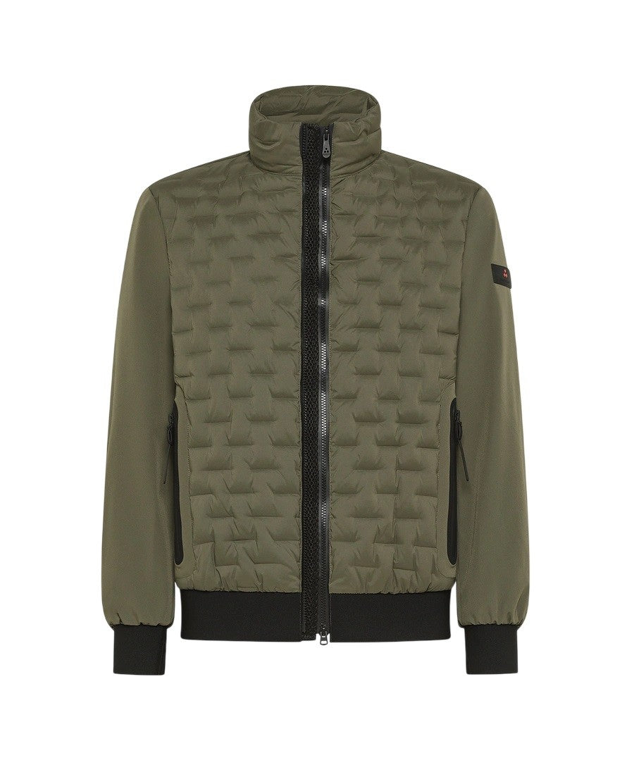 Peuterey Medium-Length Dual-Material Geometric Quilted Jacket