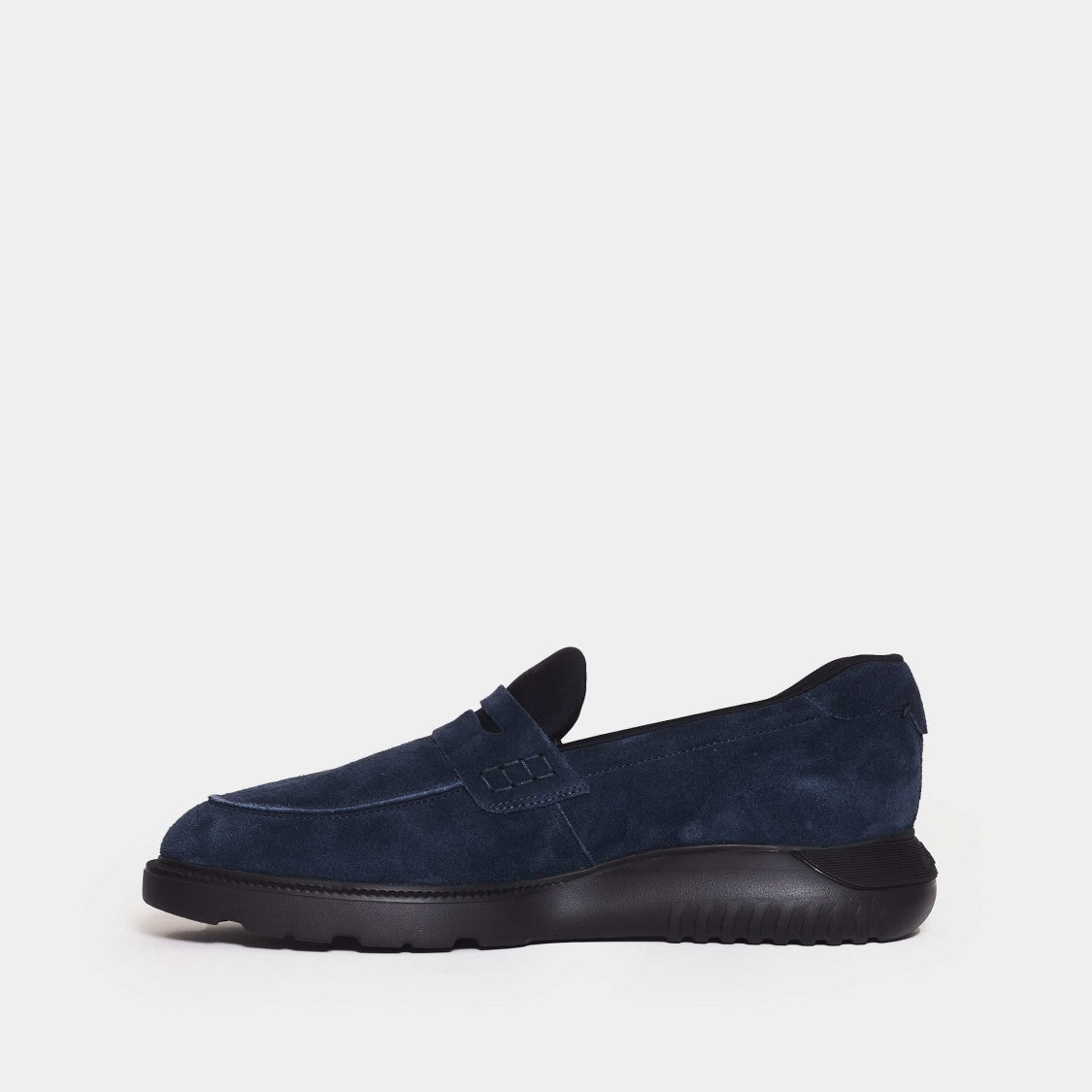 Hogan Blue Suede Moccasin With Rubber Sole