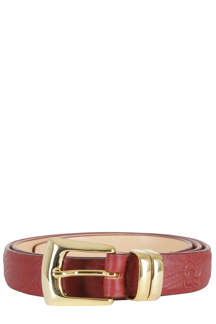 Magda Butrym Red Gold Buckle Cowhide Leather Belt