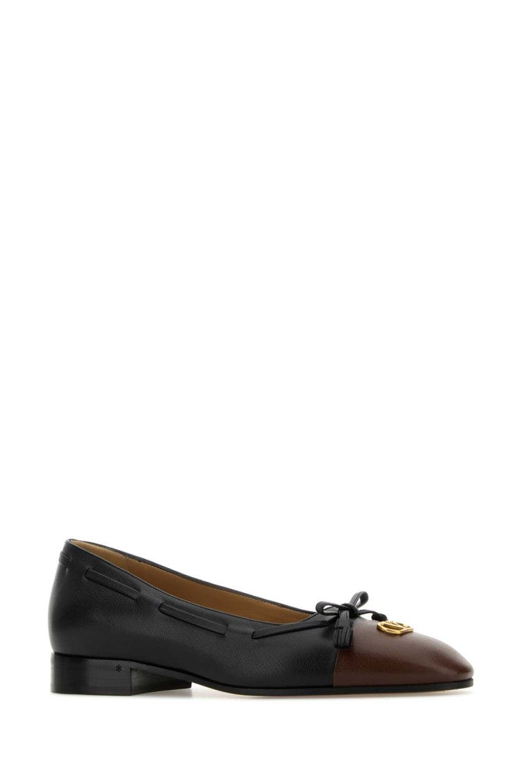 Valentino Garavani Black Leather Valet Du Roi Ballerinas