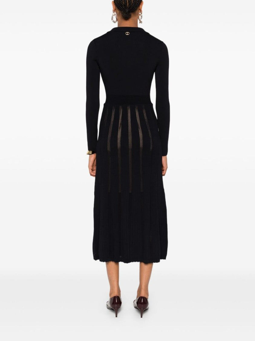 Twin-Set Midi Dress With Deep V-Neckline