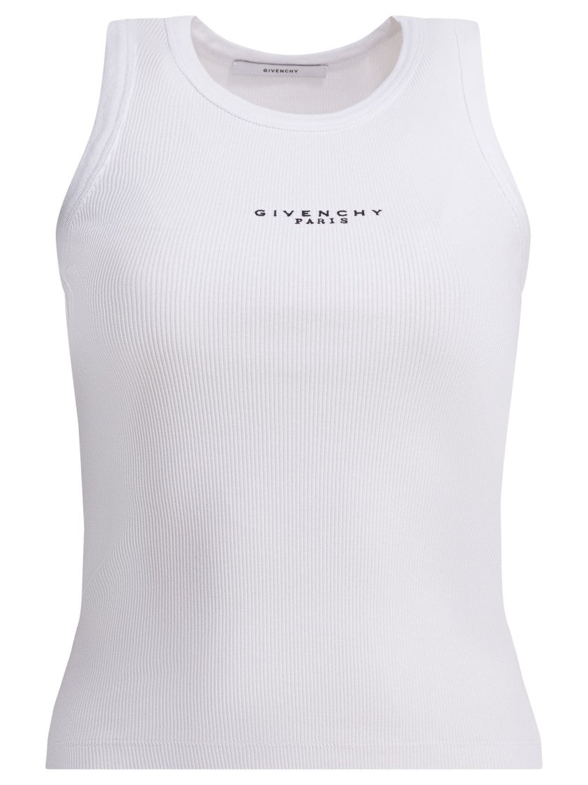 Givenchy Sleeveless Ribbed Top With Subtle Logo Detail