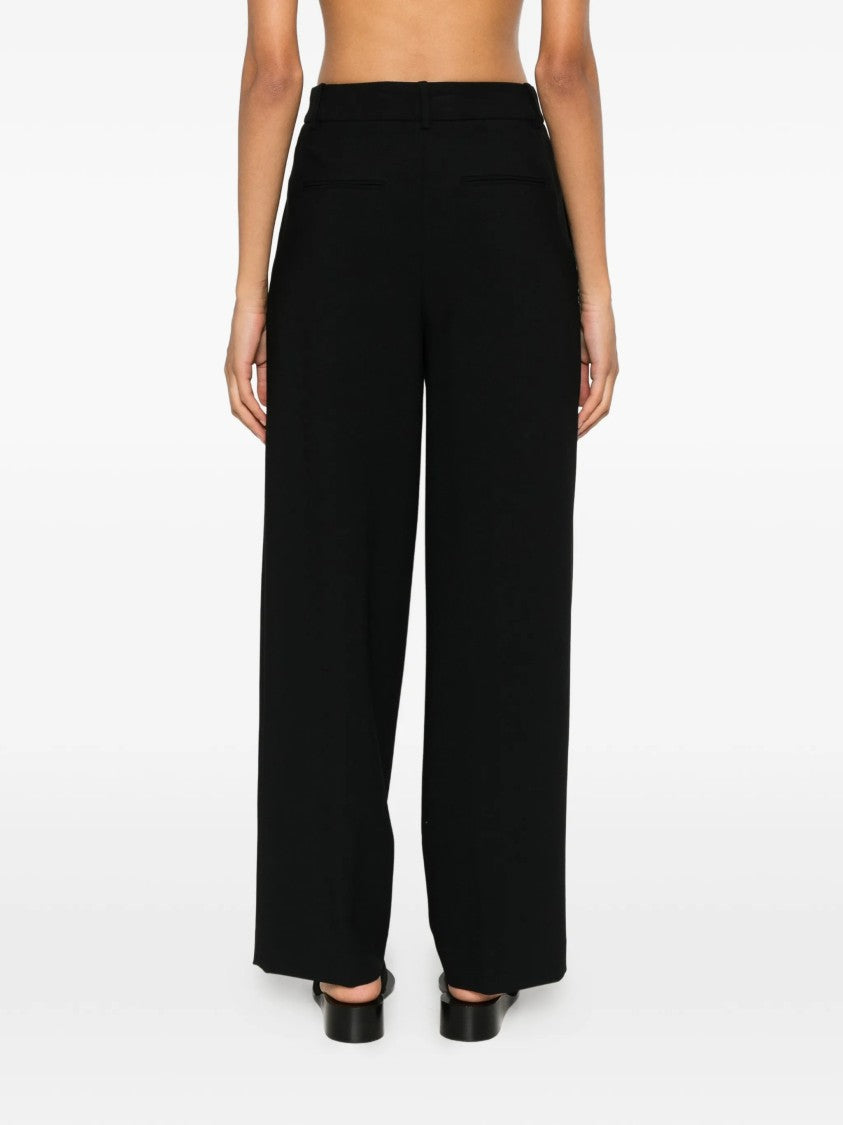 Calvin Klein Black Wide-Leg Pleated Pants