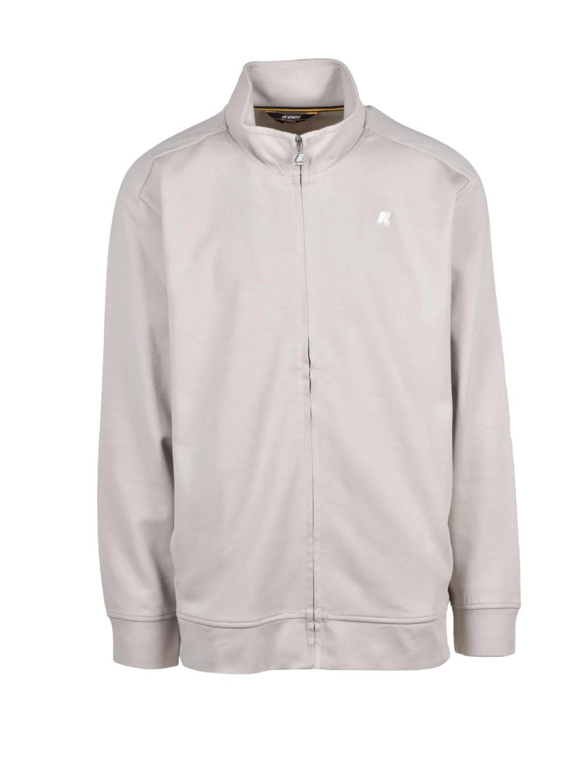 K-Way Beige Minimalist Cotton-Blend Zip Hoodie