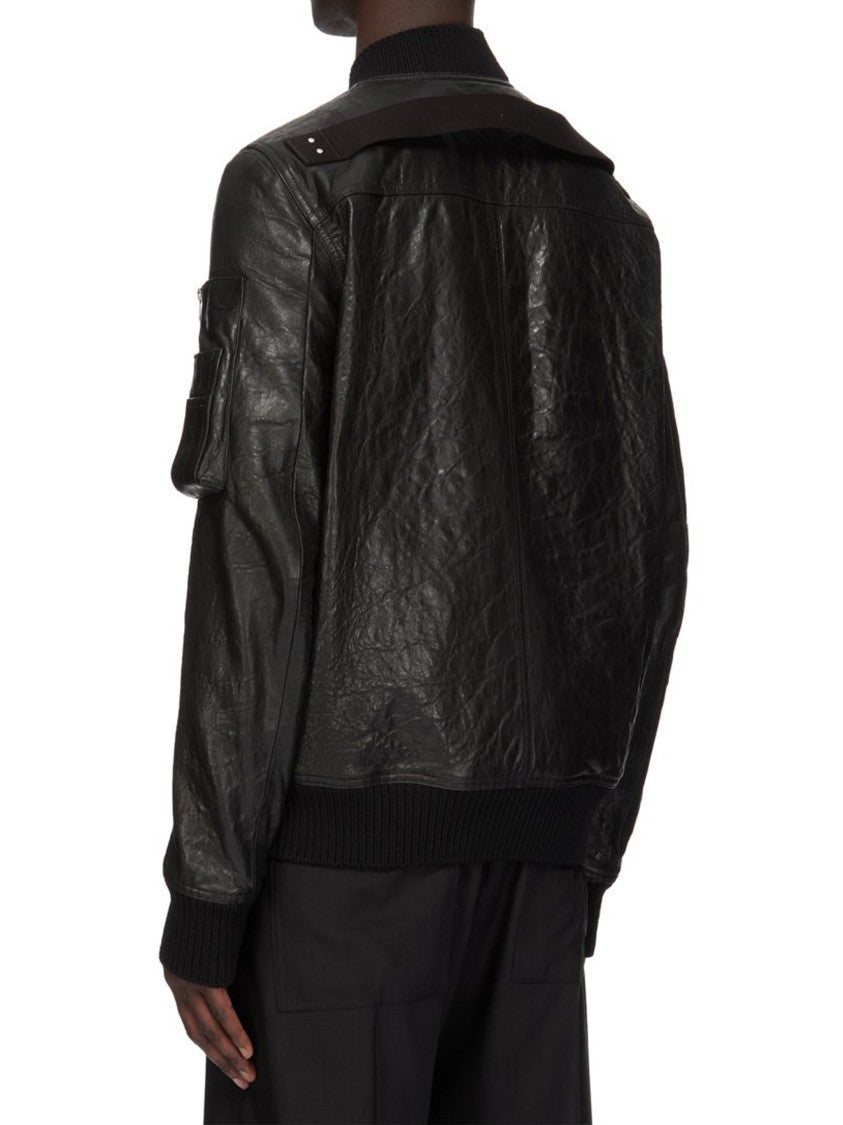 Rick Owens Black Bomber In Pelle Leather Jacket