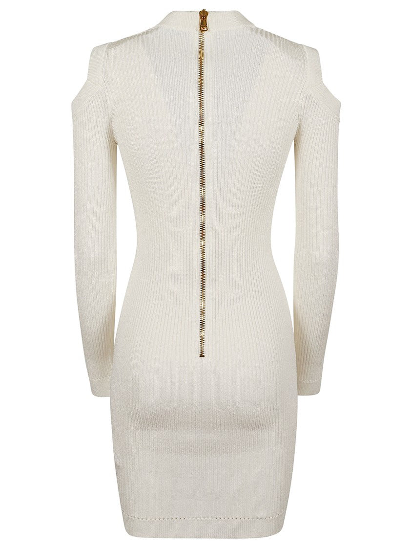 Balmain Ls Db Col Shoulder Cut Knit Dress