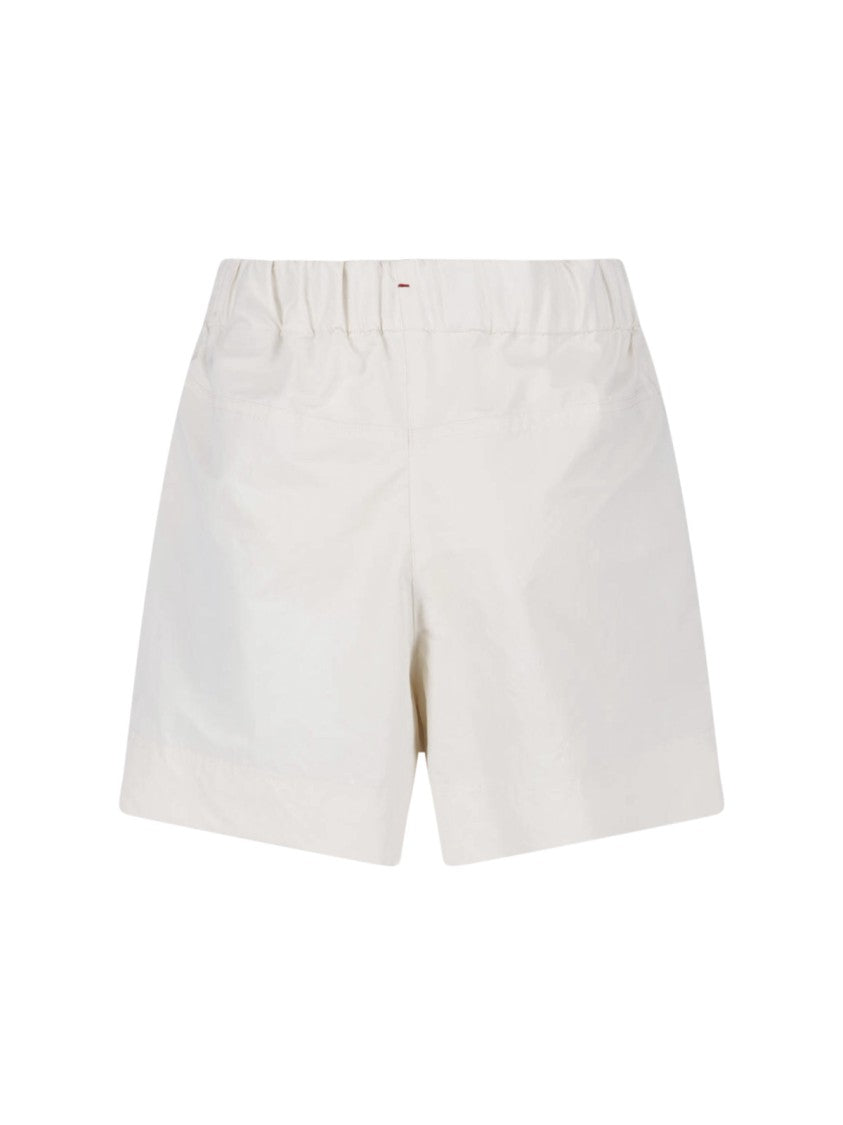 Moncler Grenoble Cream Drawstring Straight Leg Fabric Shorts