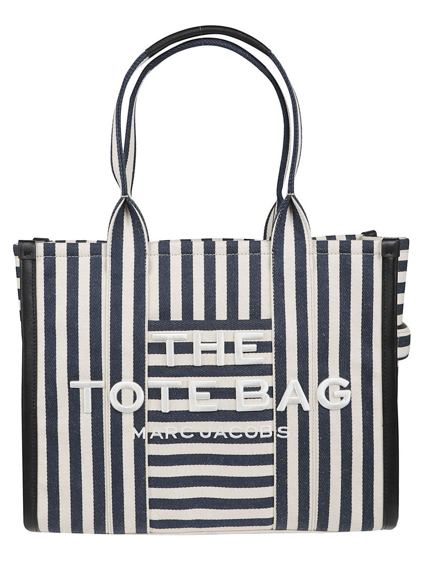 Marc Jacobs Navy And White Striped Canvas Tote Bag