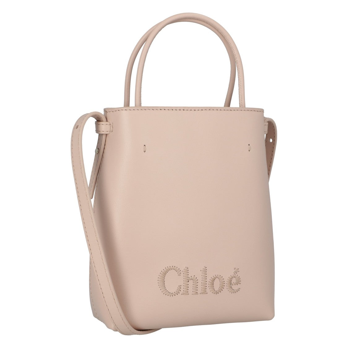 Chloé Sense Micro Tote Bag In Soft Leather Beige