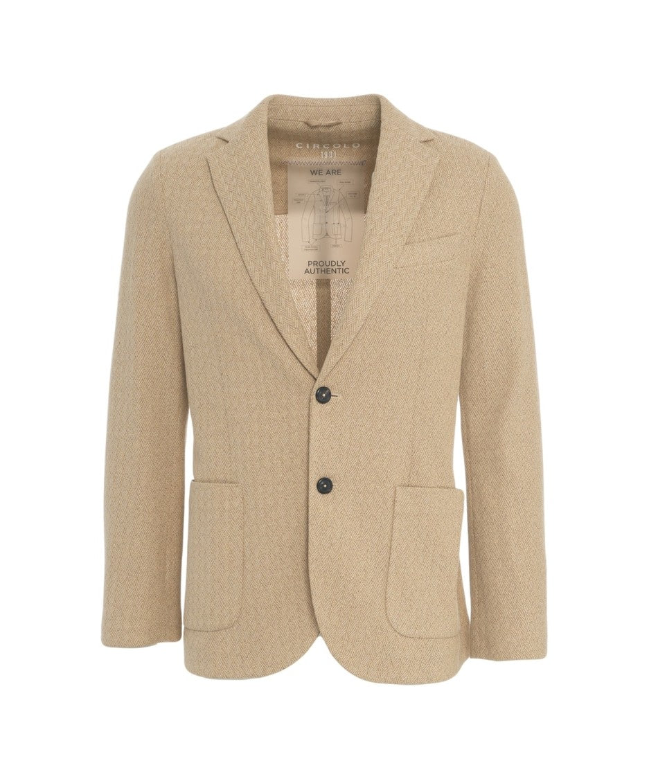 Circolo 1901 Beige Houndstooth Blazer With Tailored Fit And Practical Pockets