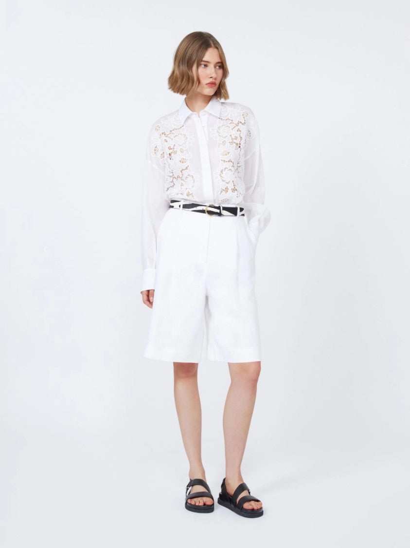 Max Mara Tailored White Knee-Length Shorts With High Waist