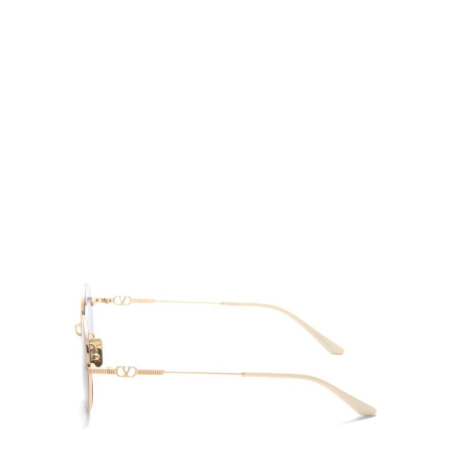 Valentino Vls-173 Gold Metal Round Sunglasses