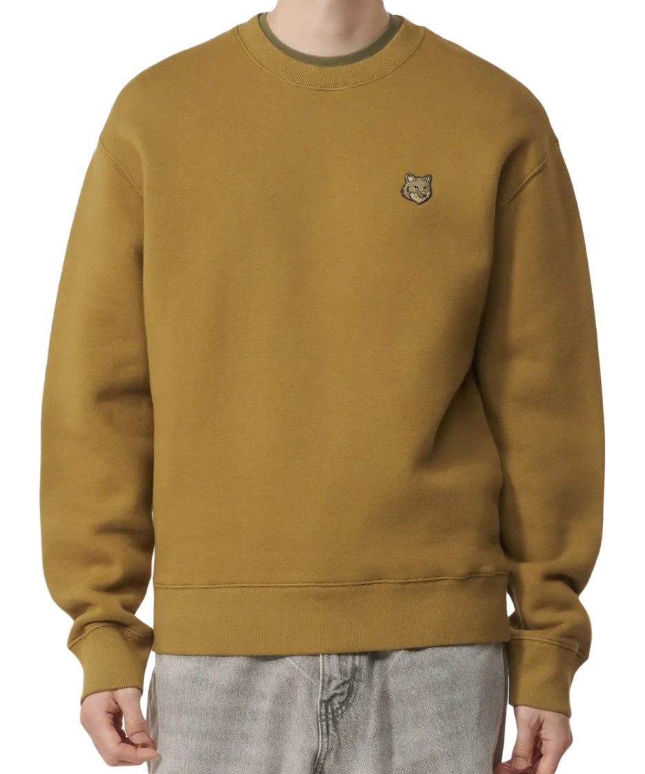 Maison Kitsuné Long-Sleeve Crewneck Sweatshirt With Embroidered Fox Emblem