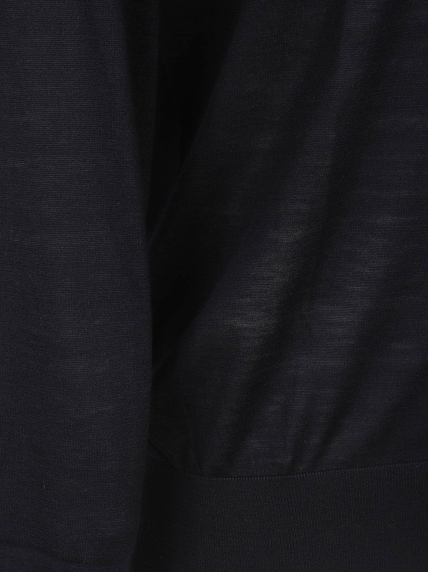 Brunello Cucinelli Long-Sleeved Button-Up Top In Deep Blue