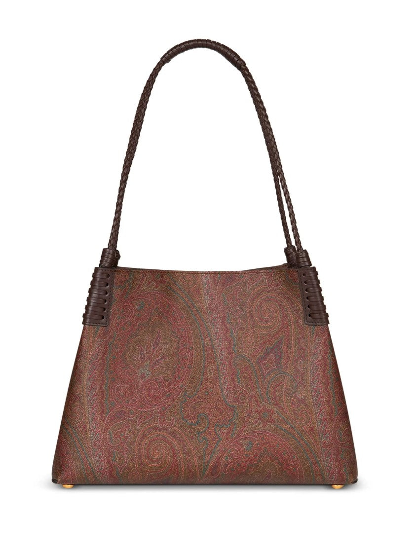 Etro Multicolored Embossed Leather Tote Bag With Pegasus Motif