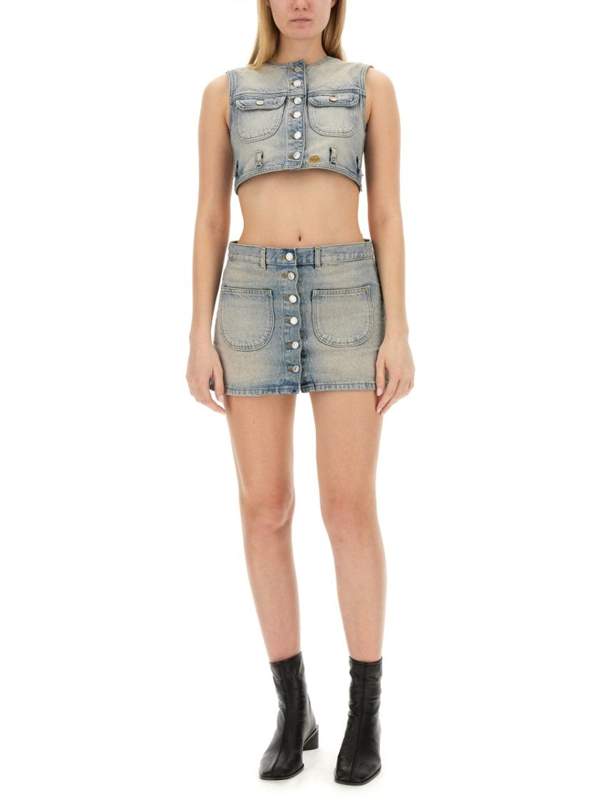 Courrèges Classic Light Wash Denim Mini Skirt
