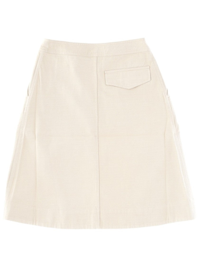 Margaret Howell White Pleated Midi Skirt