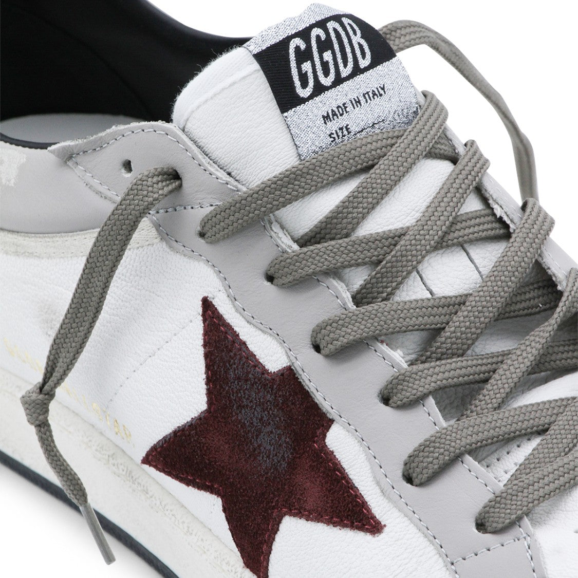 Golden Goose White Leather Sneakers With Burgundy Star