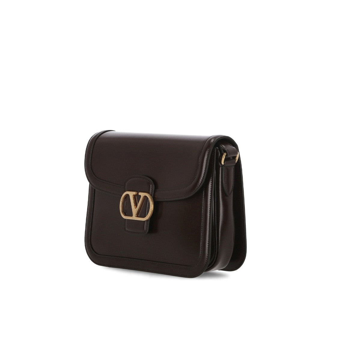 Valentino Garavani Structured Leather Shoulder Bag With Metallic Logo Detail