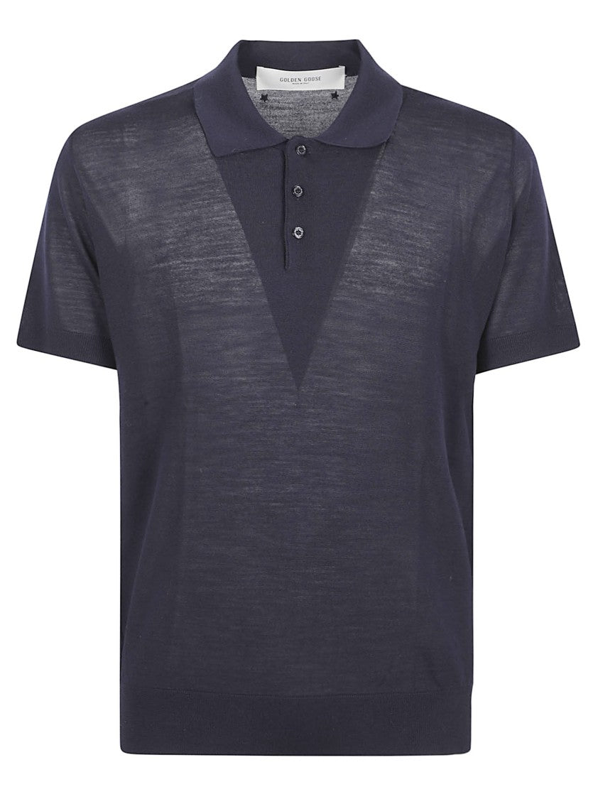 Golden Goose Classic Blue Wool Polo Shirt