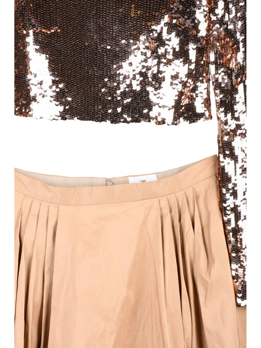 Red Carpet E. Franchi Brown/Bronze Polyamide Women Skirt Set