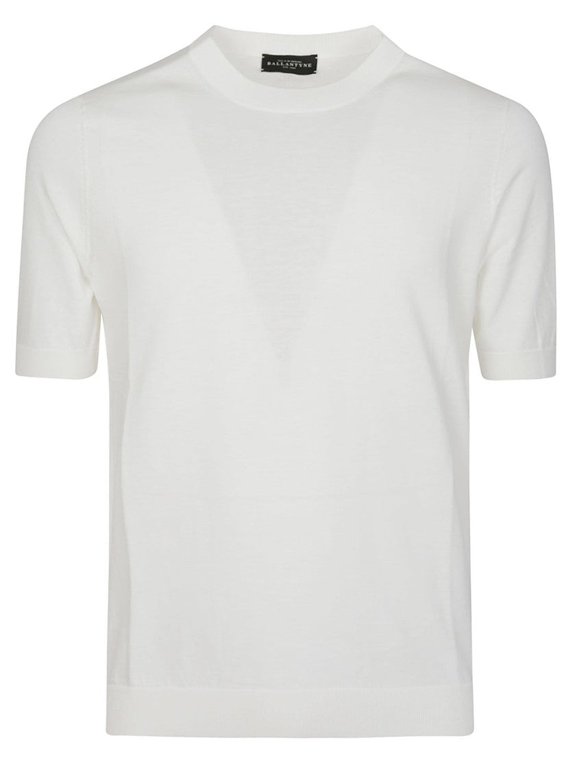 Ballantyne Short Sleeve Plain Cotton Knit Top