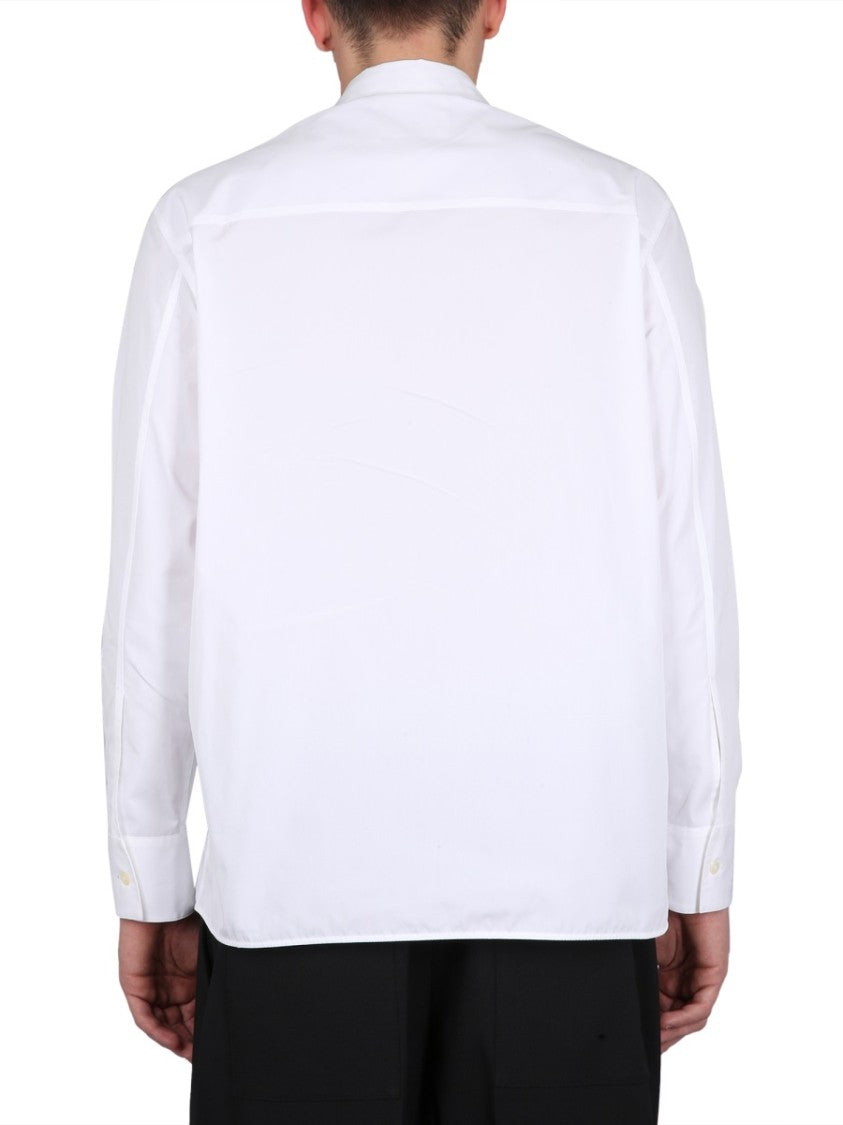 Jil Sander Asymmetrically Zippered White Casual Shirt