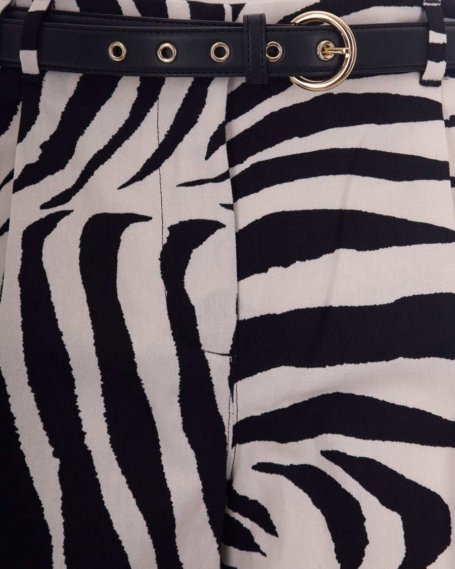 Max Mara Tailored Shorts With Bold Animal Print And High Waist