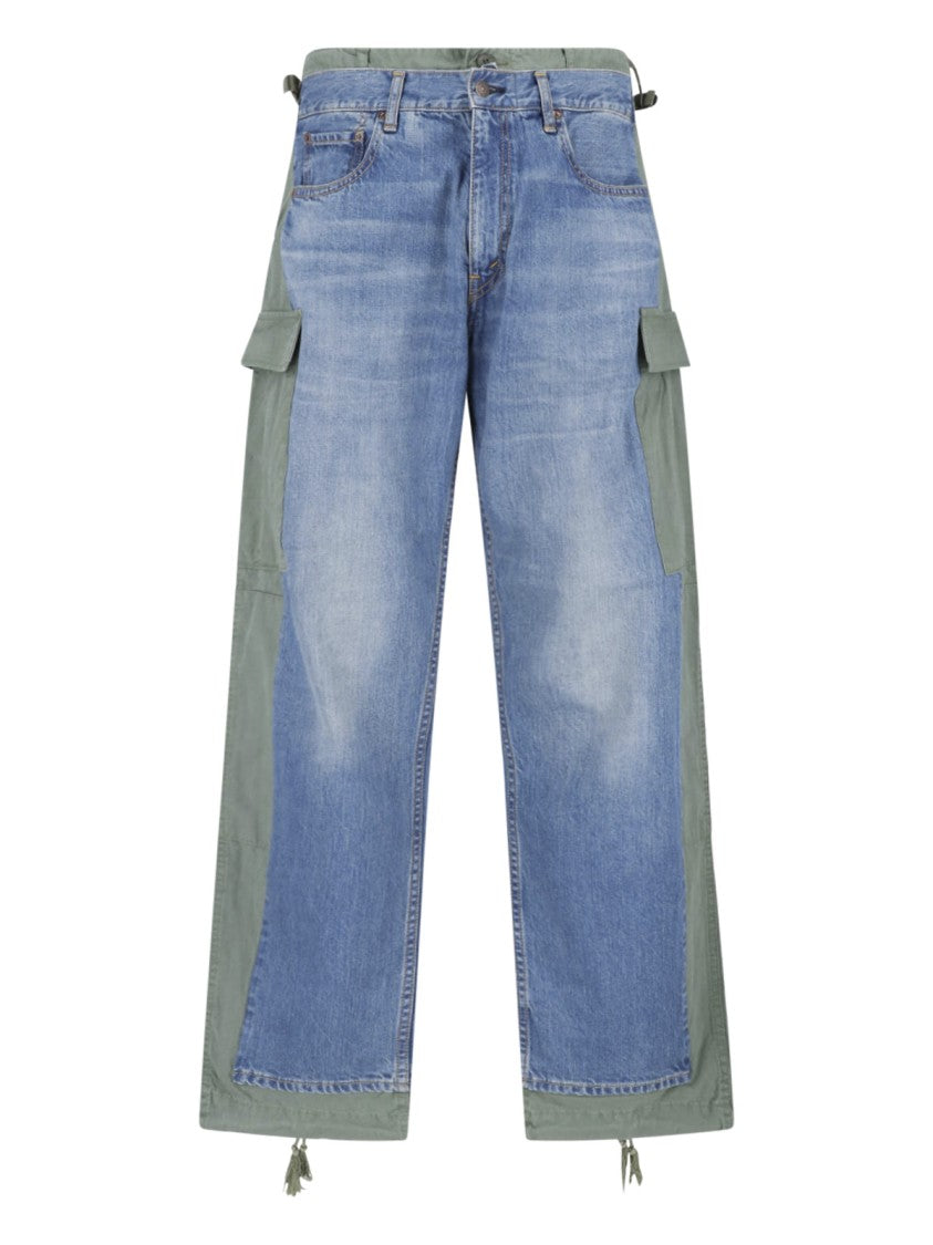 Junya Watanabe Blue Patchwork Cargo Drawstring Denim Jeans