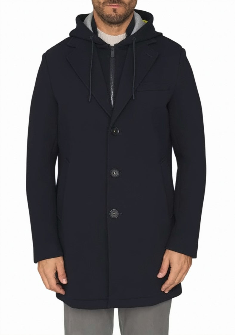 Manuel Ritz Single-Breasted Coat With Detachable Bib And Hood