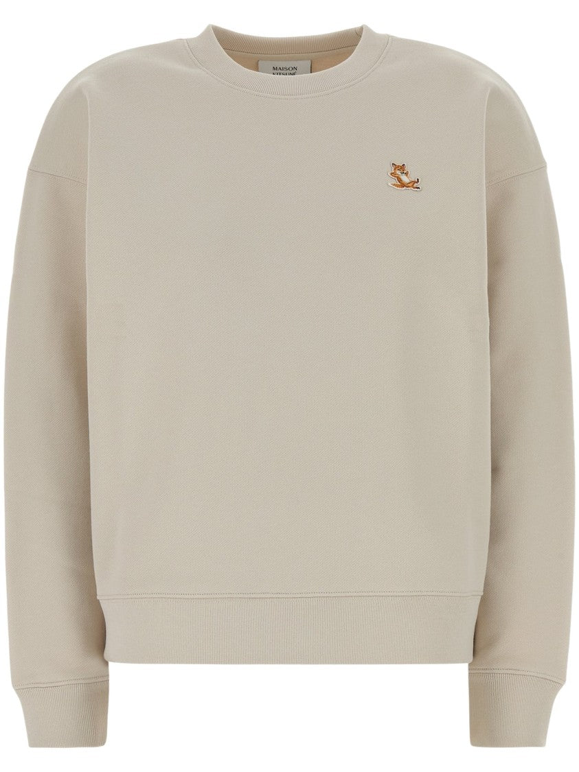 Maison Kitsuné Relaxed Fit Crewneck Sweater With Embroidered Fox Logo