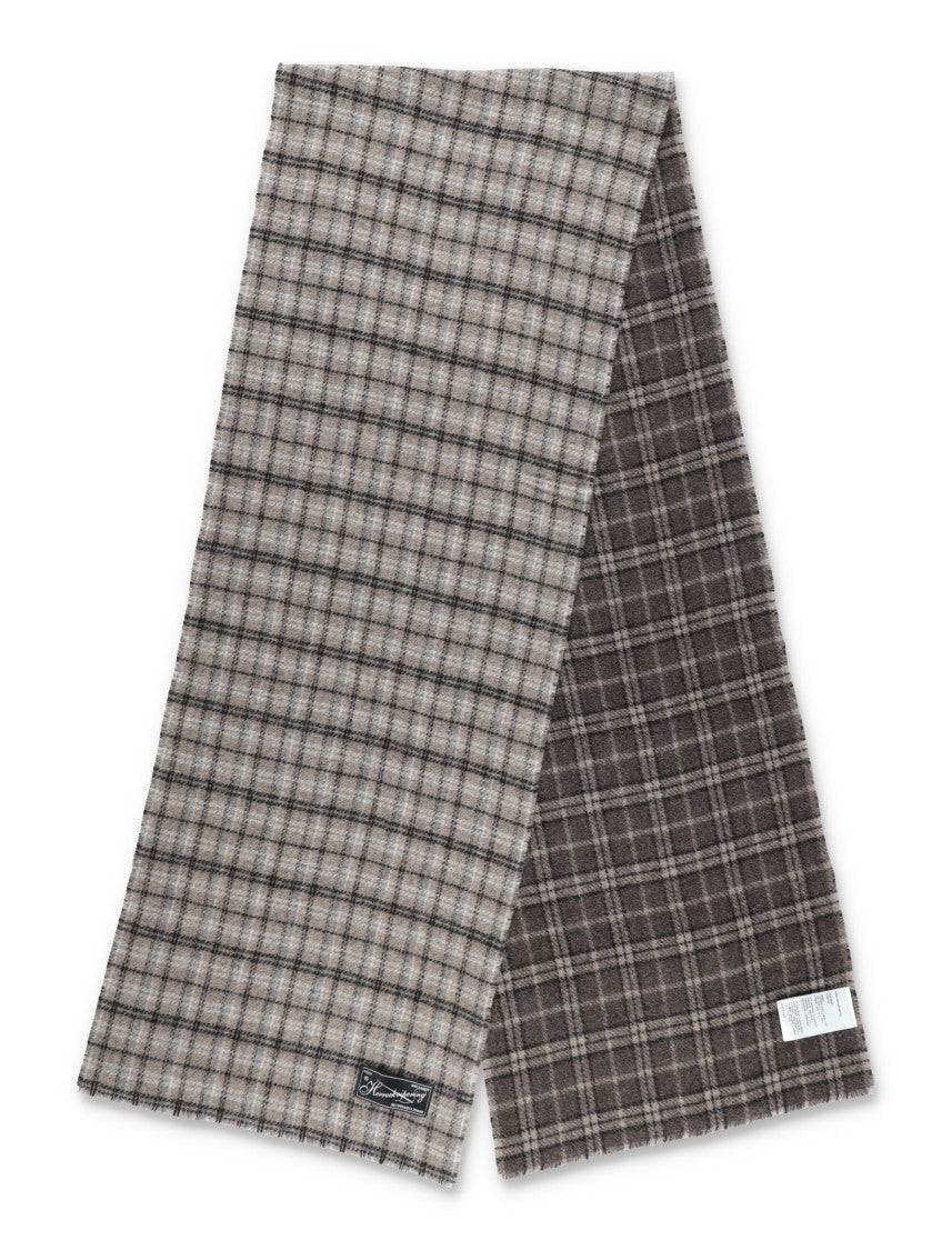 Mfpen Checked Wool Fringed Scarf