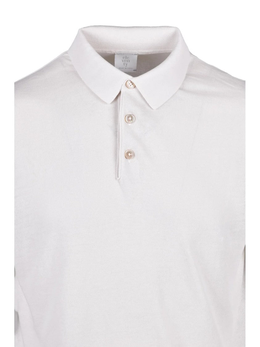 Eleventy Beige Cotton Knit Polo Shirt