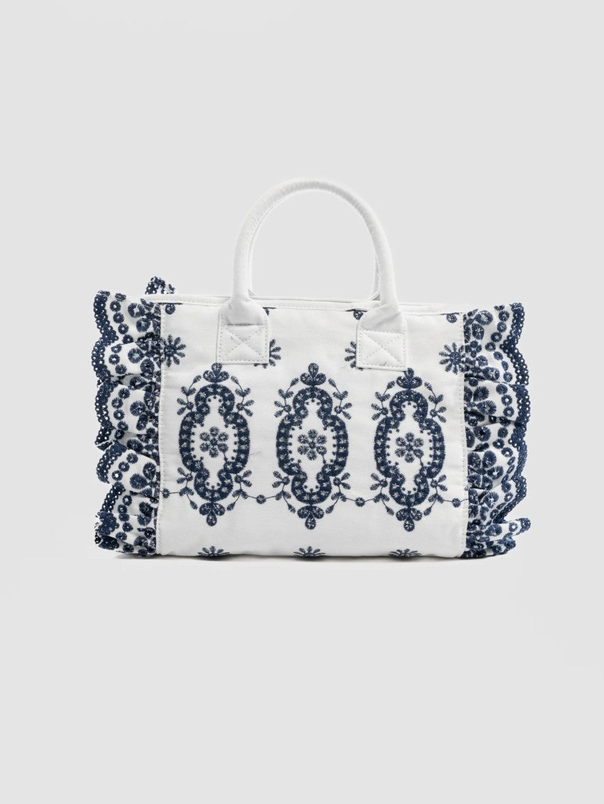 Mc2 Saint Barth Rectangular Tote Bag With Floral Embroidery
