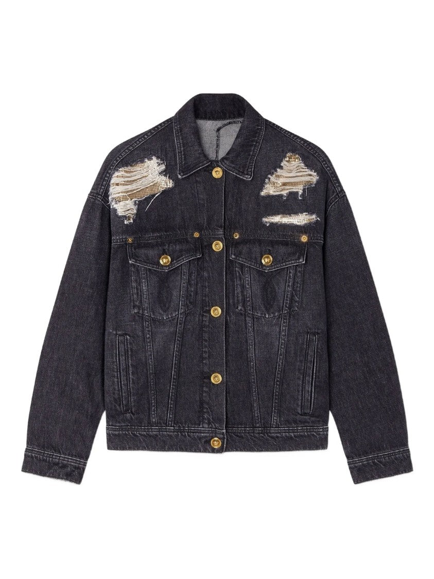 Versace Indigo Blouson Denim Vintage Distressed Jacket
