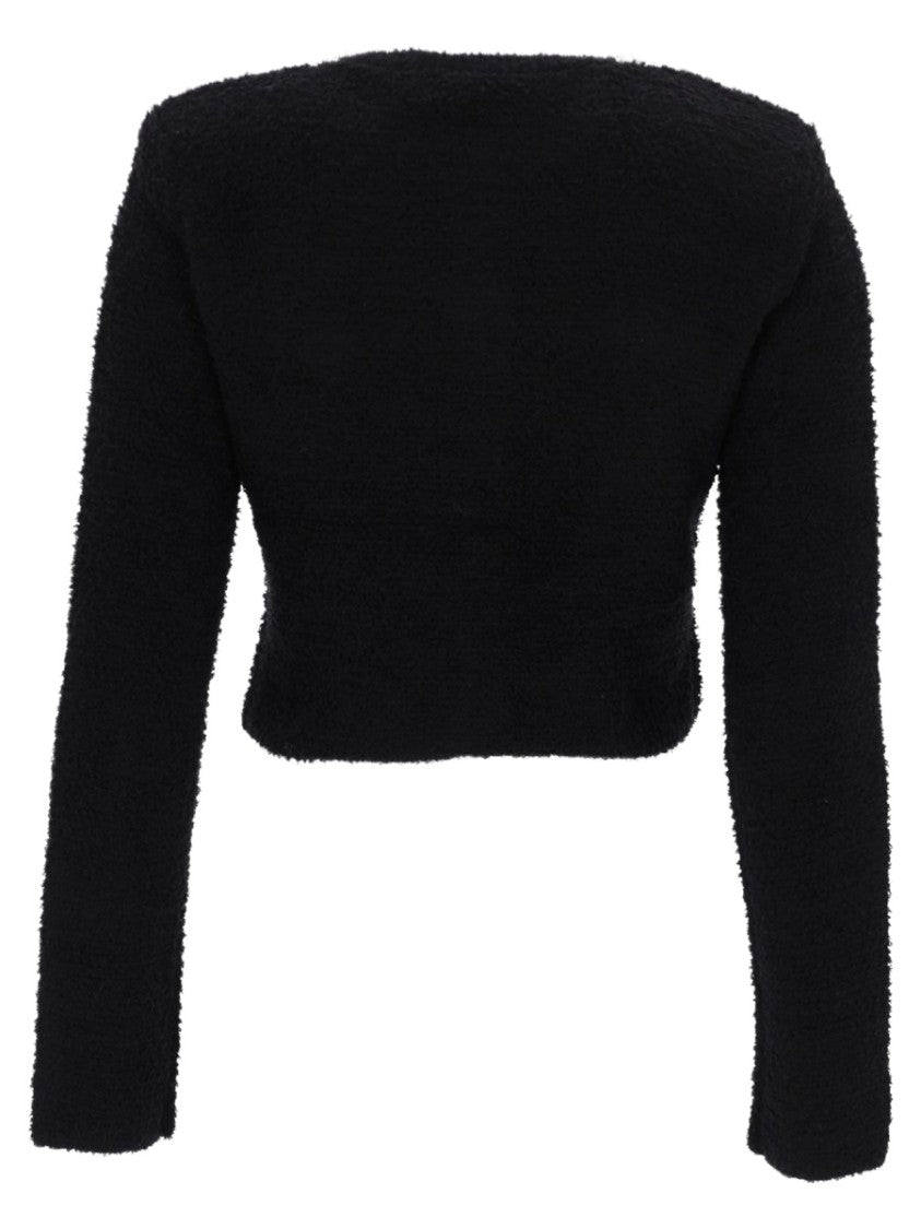 Self-Portrait Jewel Buttons Cotton-Blend Cropped Cardigan