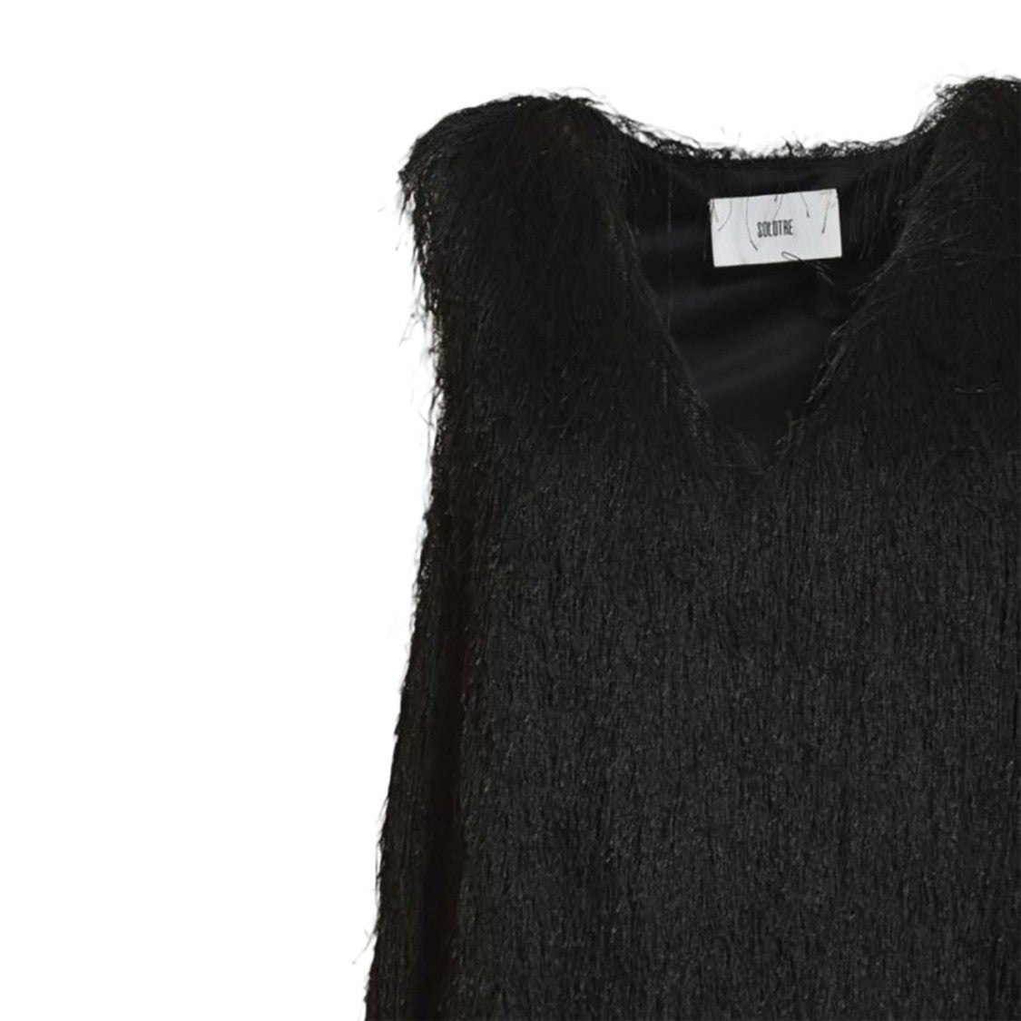 Solotre Sleek Black Dress With Flattering Silhouette