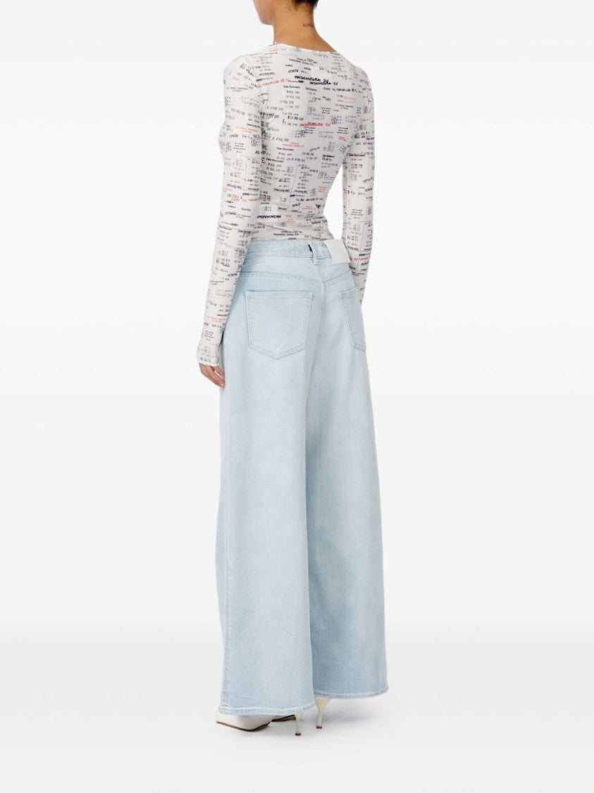 Mm6 By Maison Margiela Light Blue Whiskering Drawstring Jeans